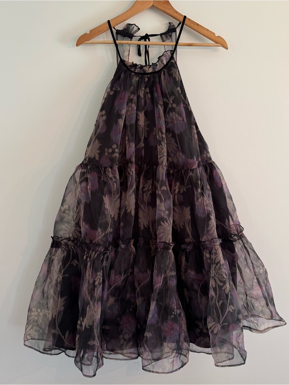 Free People Sweet Serenade Organza Halter Printed Mini Dress Large - Picture 5 of 7